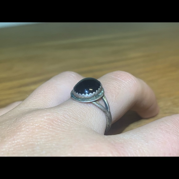 Sterling silver and obsidian ring - Picture 8 of 13